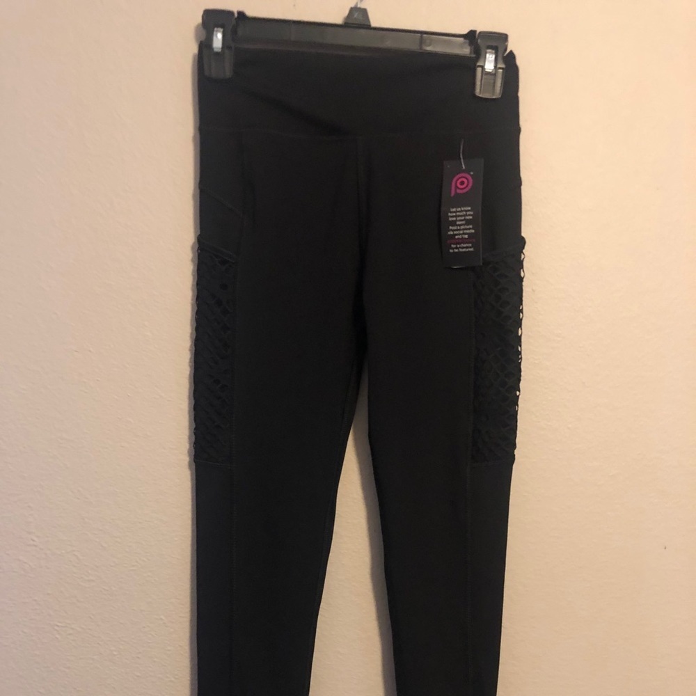 Pop Fit Black Full Length Fishnet Lining  Leggings